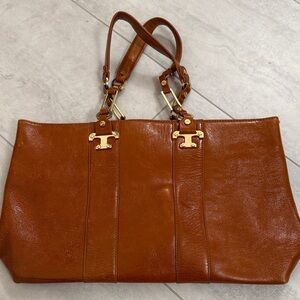 Tory Burch Tan Leather Tote with Gold Hardware